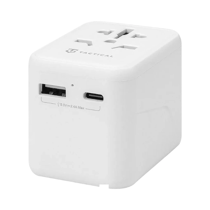 Адаптер Tactical PTP 12W, Преходници за цял свят, USB-A и USB-C изходи, Бял - Image 4