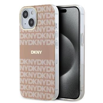 Луксозен MagSafe калъф DKNY PC/TPU Repeat Pattern Tonal Stripe за iPhone 15 - Pink