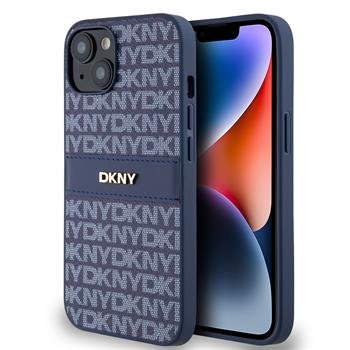 Оригинален калъф DKNY PU Leather Repeat Pattern Tonal Stripe Case за iPhone 15 - Blue