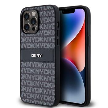 Луксозен калъф DKNY PU Leather Repeat Pattern Tonal Stripe Case за iPhone 14 Pro - Black
