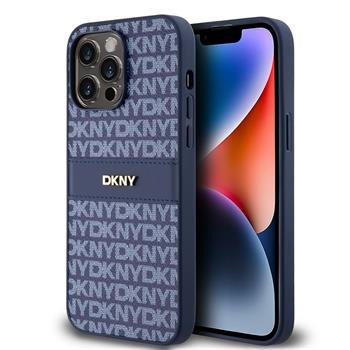 Луксозен калъф DKNY PU Leather Repeat Pattern Tonal Stripe Case за iPhone 14 Pro - Blue