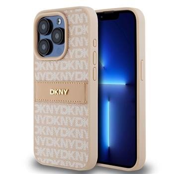 Луксозен калъф DKNY PU Leather Repeat Pattern Tonal Stripe Case за iPhone 15 Pro - Pink