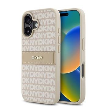 Луксозен калъф DKNY PU Leather Repeat Pattern Tonal Stripe Case за iPhone 15 Pro - Pink