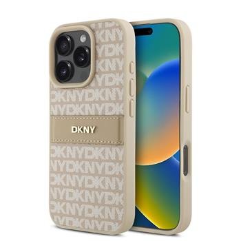 Луксозен калъф DKNY PU Leather Repeat Pattern Tonal Stripe Case за iPhone 16 Pro - Pink