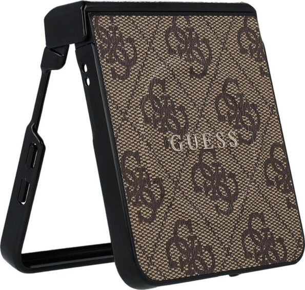 Луксозен кейс Guess PU Leather 4G Colored Ring Magnetic Case за Samsung Galaxy Z Flip 7 - Brown