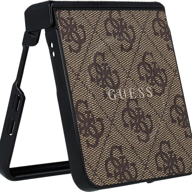 Луксозен кейс Guess PU Leather 4G Colored Ring Magnetic Case за Samsung Galaxy Z Flip 7 - Brown
