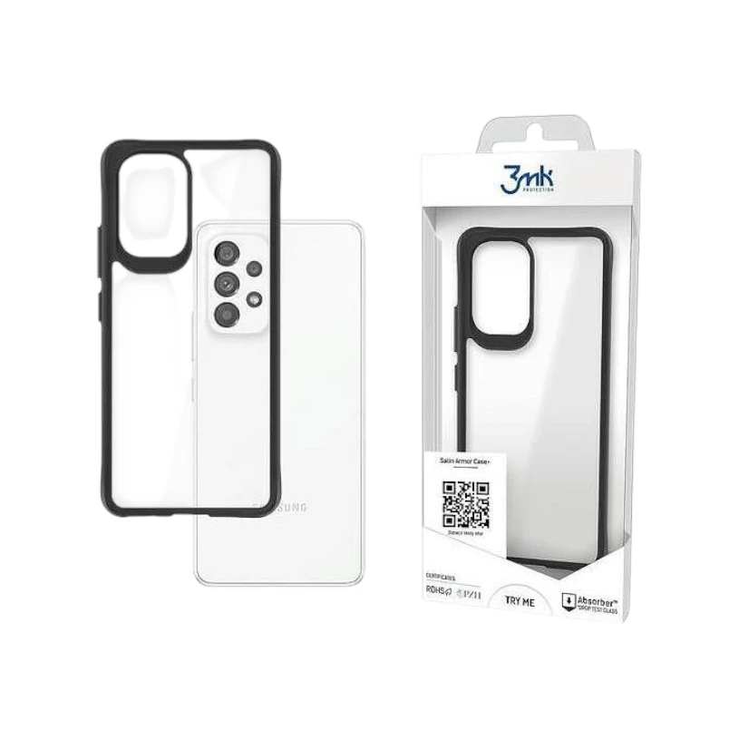 Хибриден удароустойчив кейс за Samsung Galaxy A33 5G 3MK SatinArmor, Черен-прозрачен