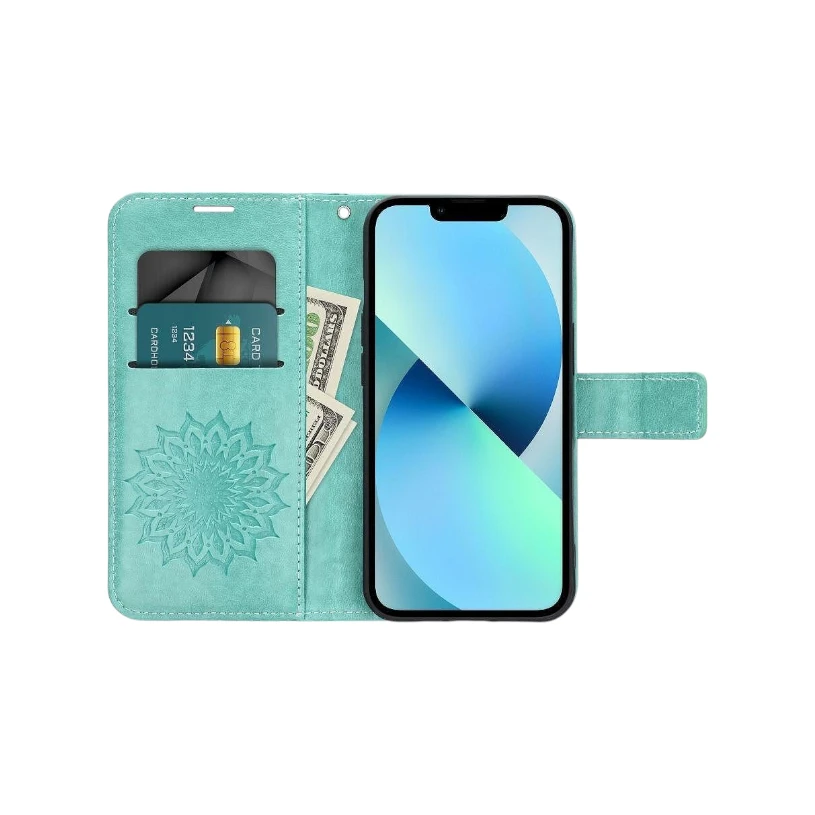 Калъф тип тефтер за Samsung Galaxy S21 FE, мандала зелен - Image 4