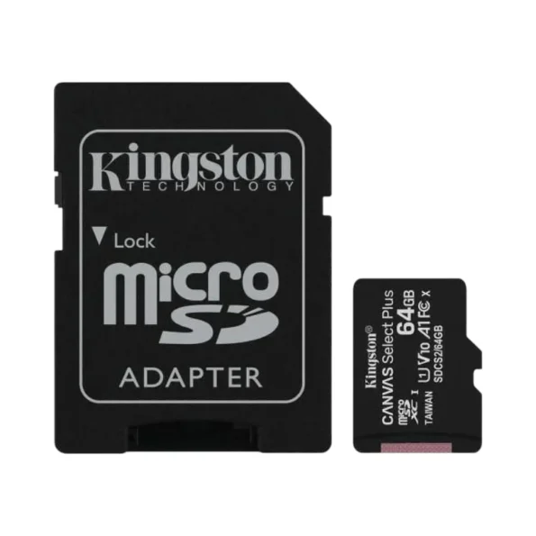 КАРТА ПАМЕТ KINGSTON CANVAS SELECT PLUS MICROSDXC 64GB, CLASS 10 UHS-I