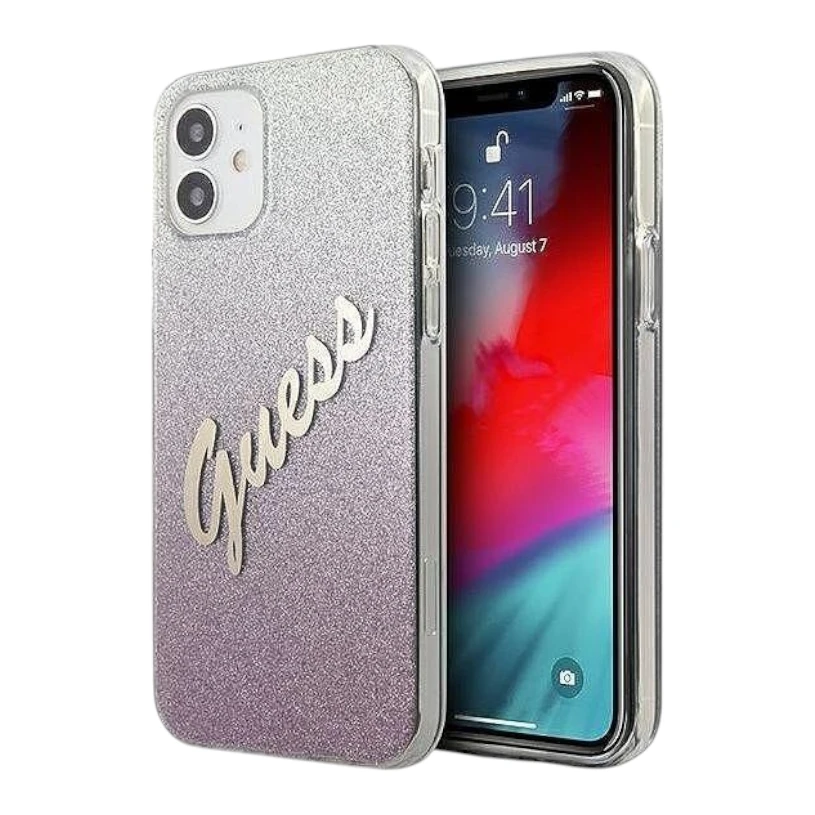 Кейс Guess PC/TPU Vintage за iPhone 12 mini 5.4 in Преливащо розов