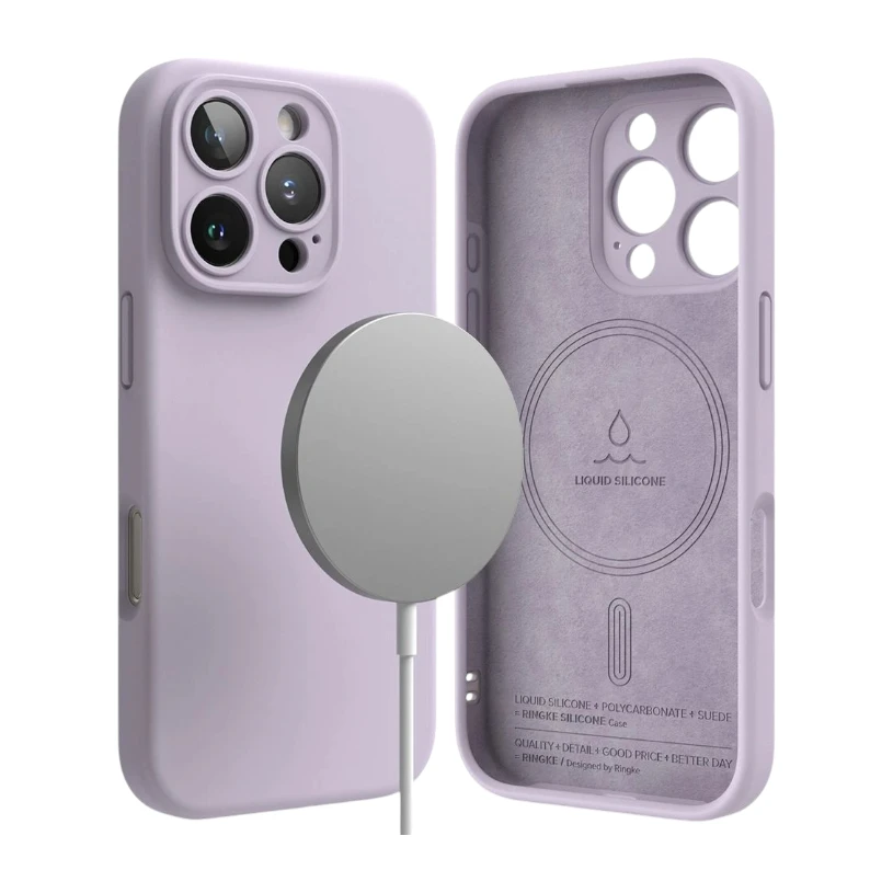 Кейс Ringke Silicone Magnetic MagSafe за Apple iPhone 16 Pro Light Лилав
