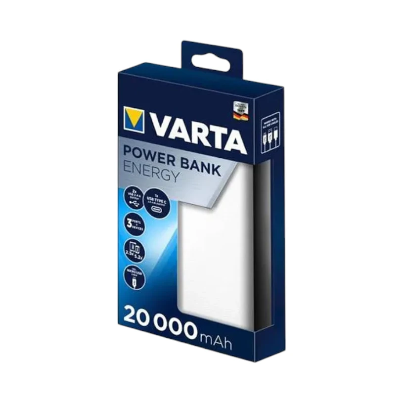 Преносима батерия VARTA Powerbank Energy 20000mAh, бяла