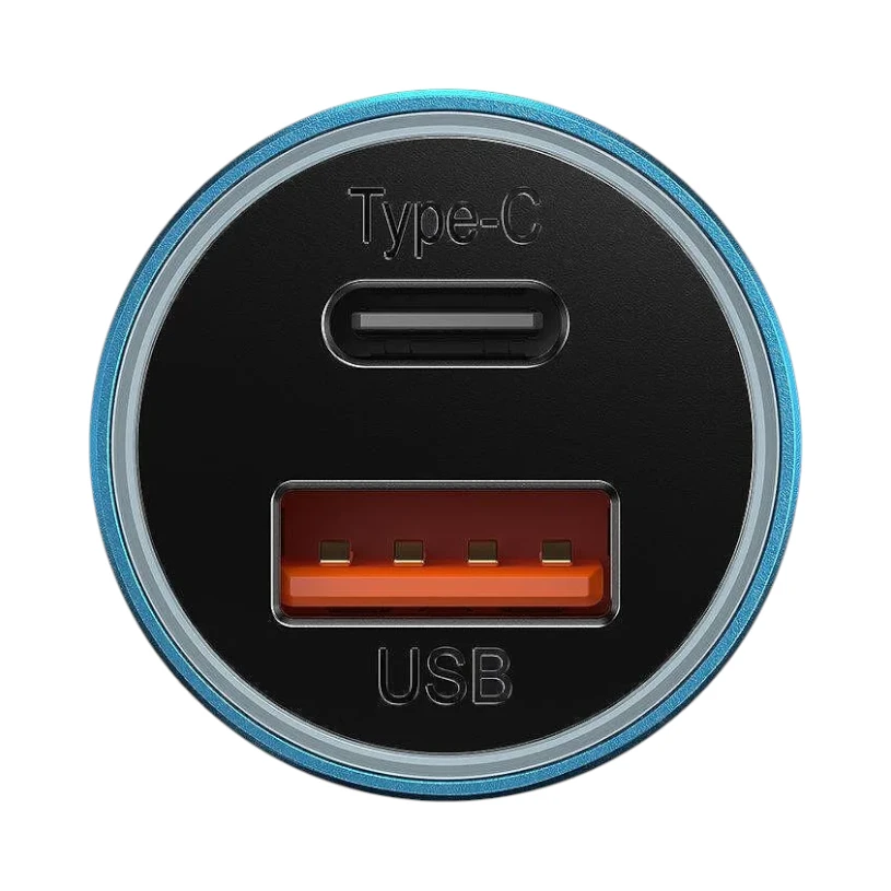 Зарядно за кола Baseus Golden Contactor Max, USB + USB-C 60W, Синьо - Image 2